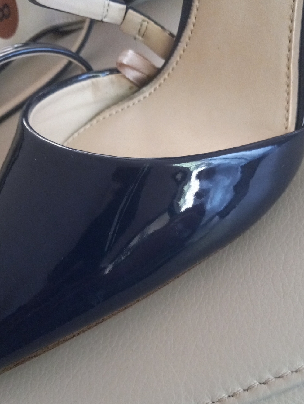 Jessica Simpson Navy Patent Pointed-Toe Ankle-Strap Heels - Picture 17 of 17
